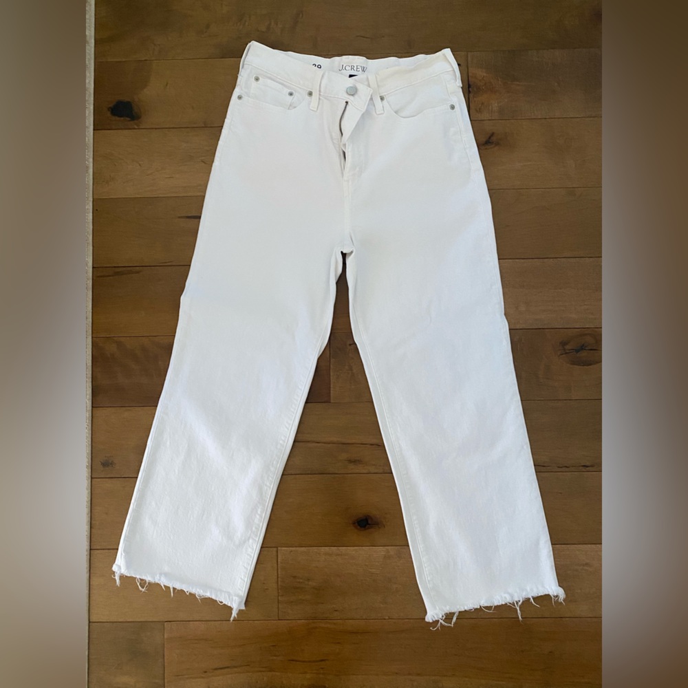 J. Crew Women's White Slim Wide Leg Jeans
